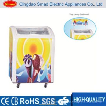 Home or supermarket use glass door mini small chest freezer price
